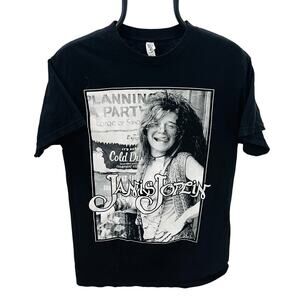 Vintage Janis Joplin Allstyle Graphic T-Shirt Medium Black Rock Music Band Tee M